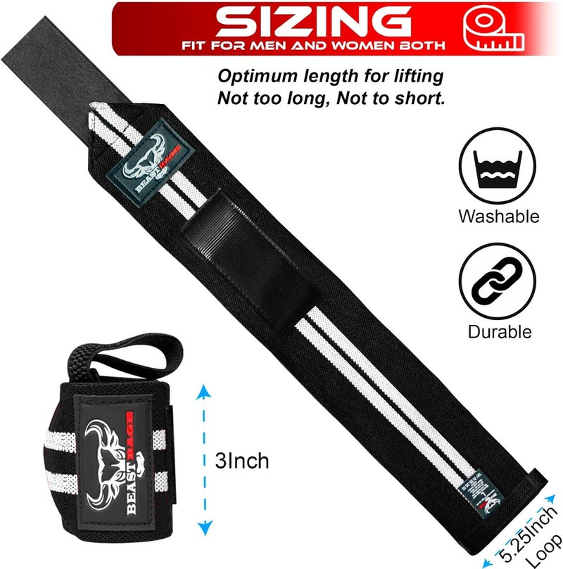 BEAST RAGE Wrist Wraps for Weightlifting - Adjustable Lifting Straps With Thumb Loop for Enhanced Gym Support, Powerlifting, Bodybuilding and Workout - Image 5